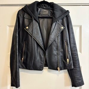 Blank NYC Leather Jacket with removable hood